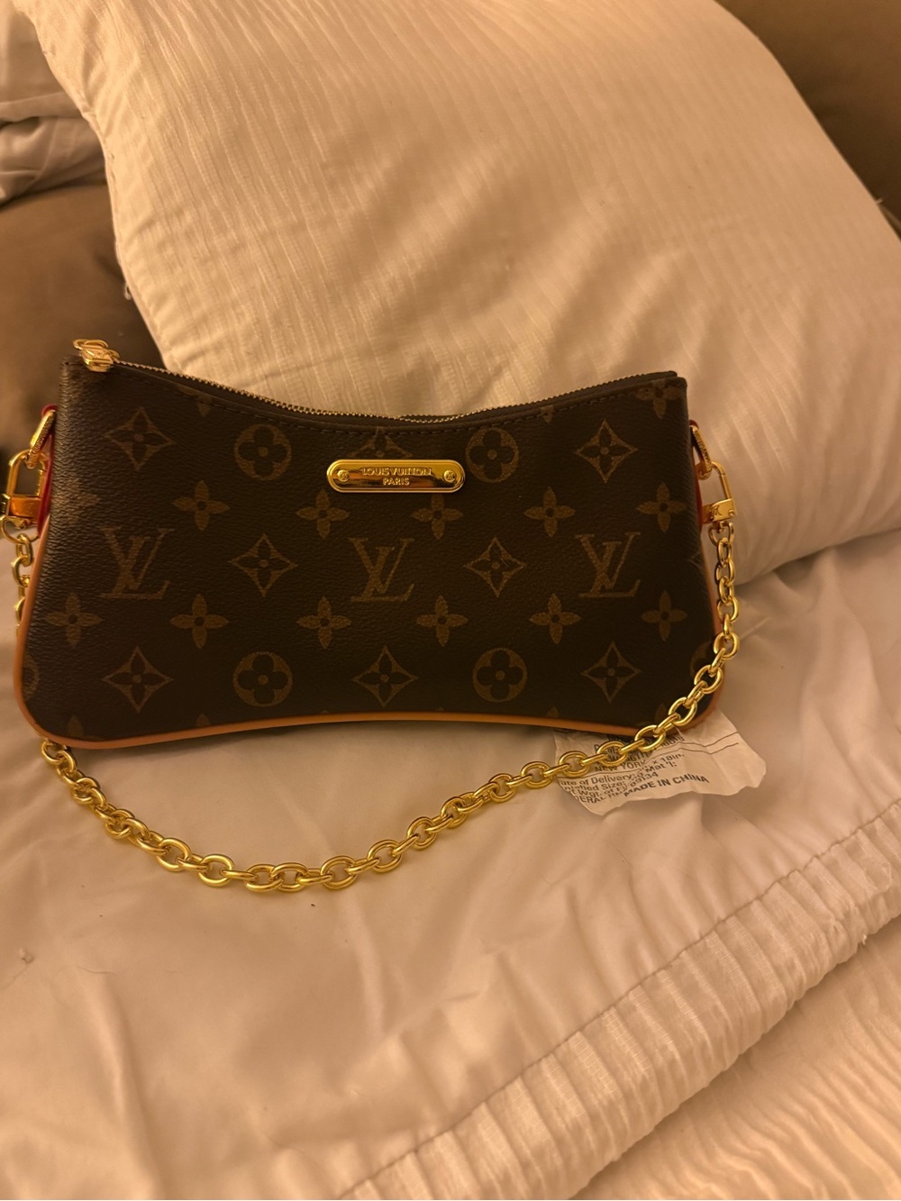 Louis Vuitton Brown Monogram Mini Pochette with Gold Chain Strap